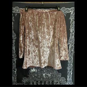 Pink Velvet Off-The-Shoulder Shirt